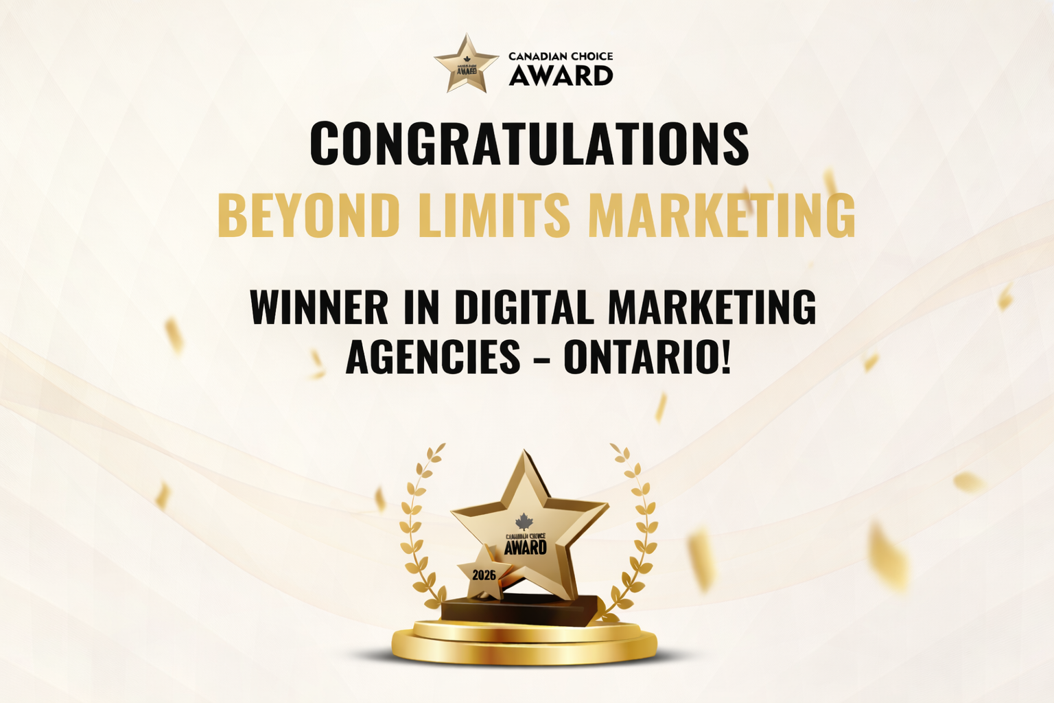 Beyond Limits Marketing Wins Canadian Choice Award in Ontario - Digital Marketing Blog